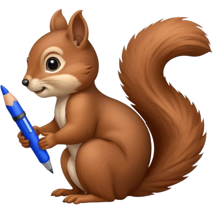 squirrel writing with a blue pen emoji