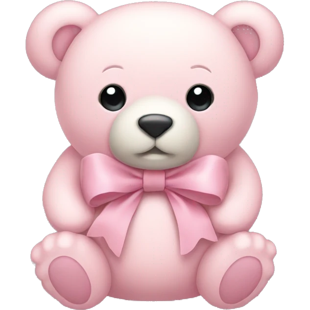  pale pink stuffed bear with bow emoji