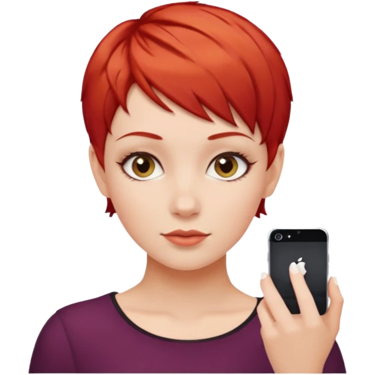 white girl pixie cut red emoji