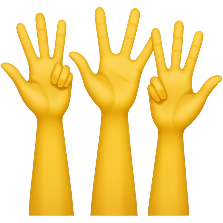 3 yellow hands in the middle about to say hurrah emoji