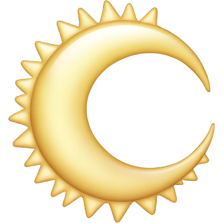Sparkly glossy beige crescent sun emoji