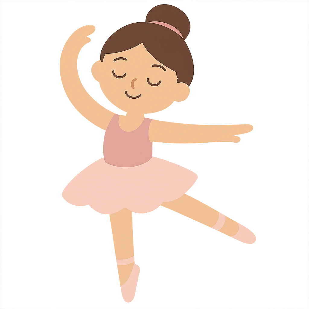 flat toon style ballerina girl, simple shapes, pastel colors emoji
