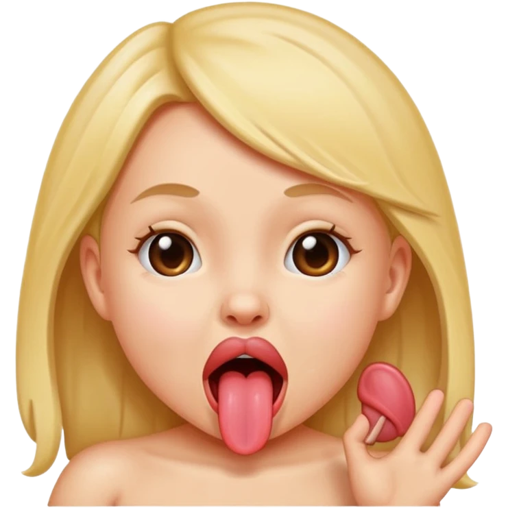 Female beautiful naked kid sticking out tongue emoji