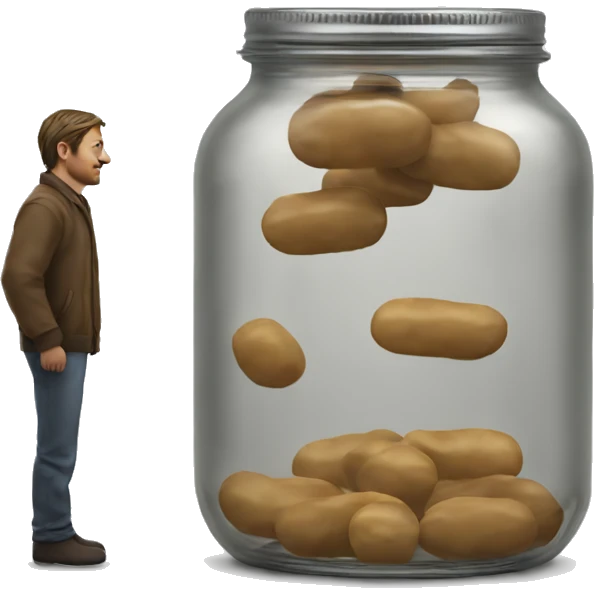 Jar laying under a standing man realistic emoji