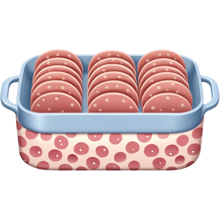 cold cuts (mortadella on a rectangular pot platter) emoji