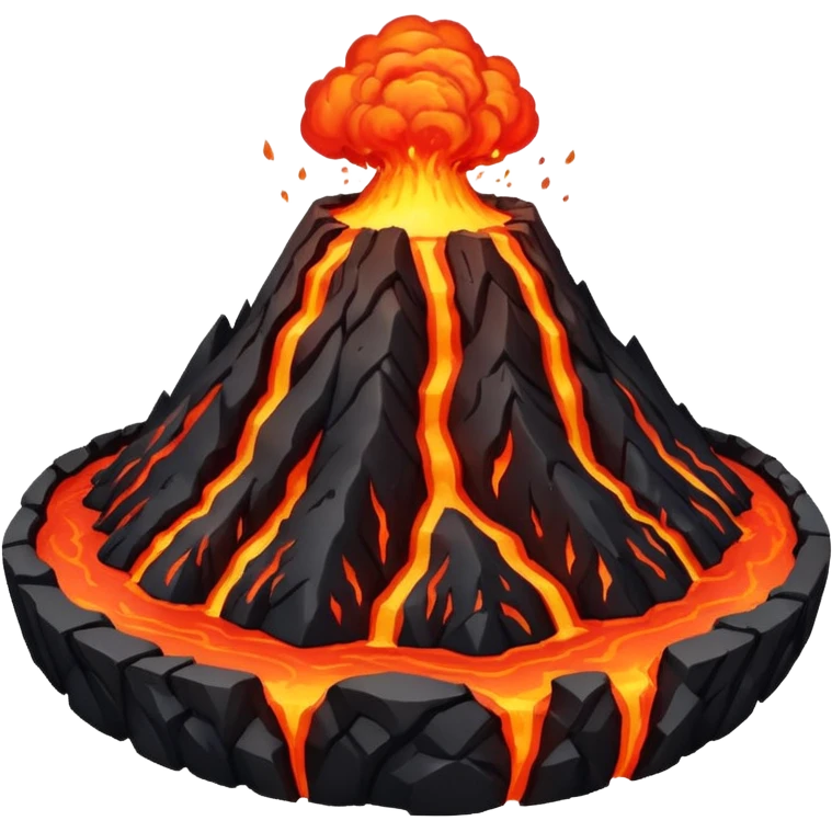 Volcano Planet, lava rivers and erupting peaks.
 emoji