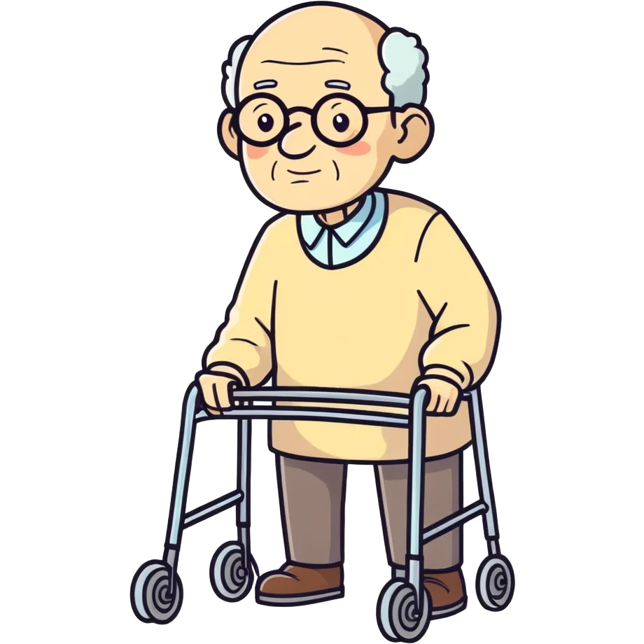 Elderly man using a walker  emoji