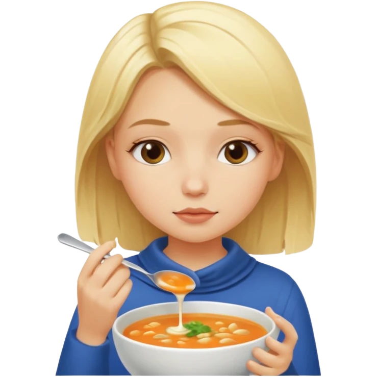 Blonde girl eating soup emoji