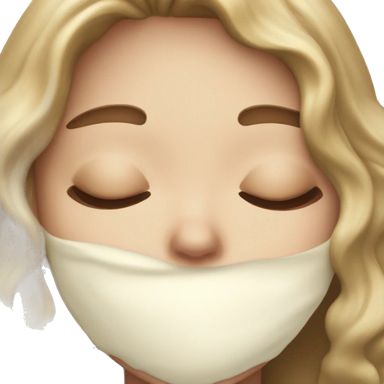 pretty light skinned brunette girl sleeping with cream under her closed eyes soft textures no background emoji