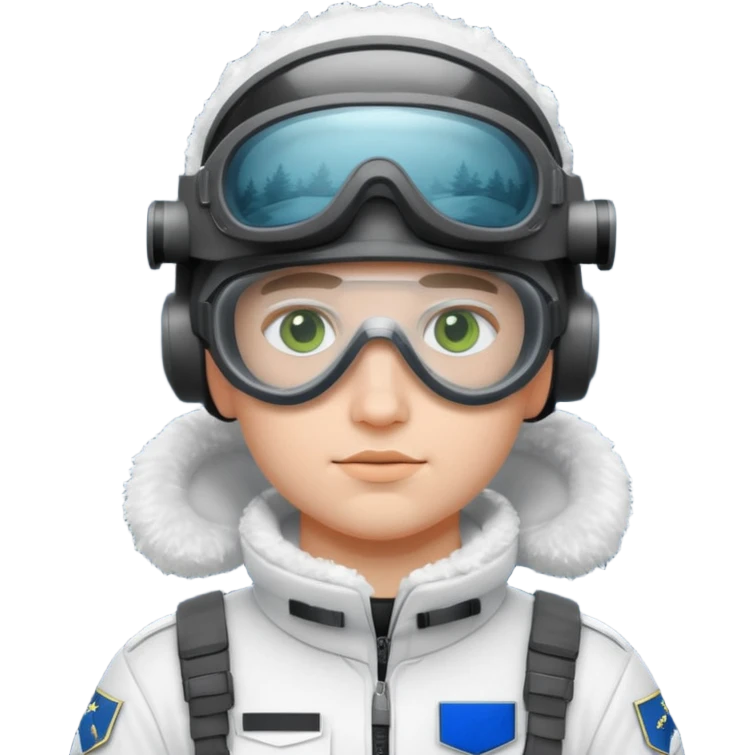 Finnish modern soldier with white snow uniform. with night vision goggles emoji