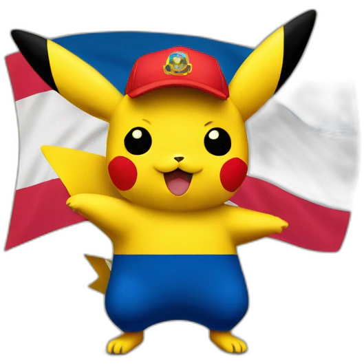 Un picachu con bandera de colombia emoji