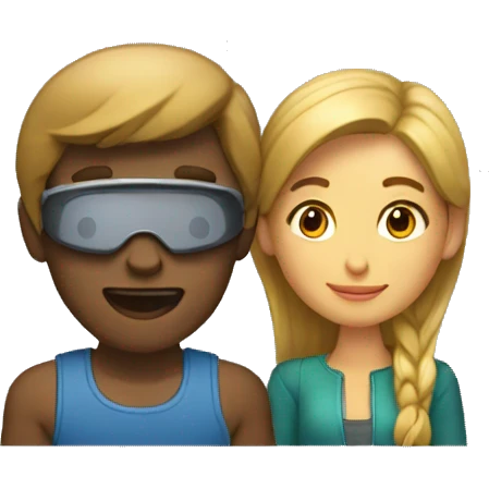 Un chico con una chica viendo una película emoji