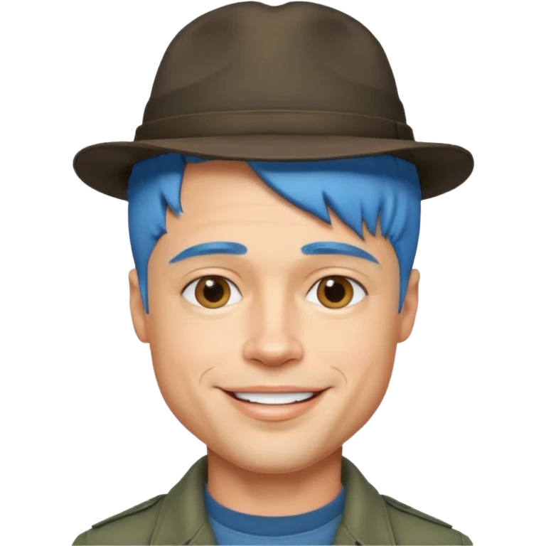 brad pitt, blue hair, hat emoji