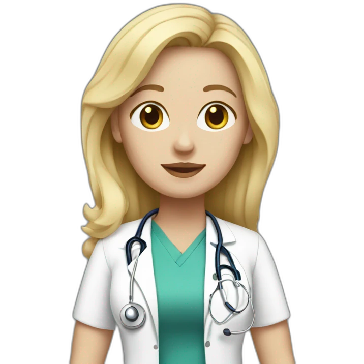 Woman doctor white skin blonde hair emoji