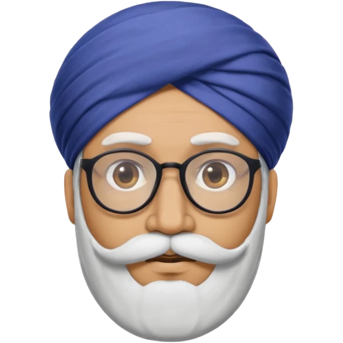 A man with a punjabi turban and having a big mustache face should be hidden he should also have glasses  emoji