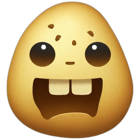 angry potato emoji sticker pixelated with text bubble saying "hello" emoji