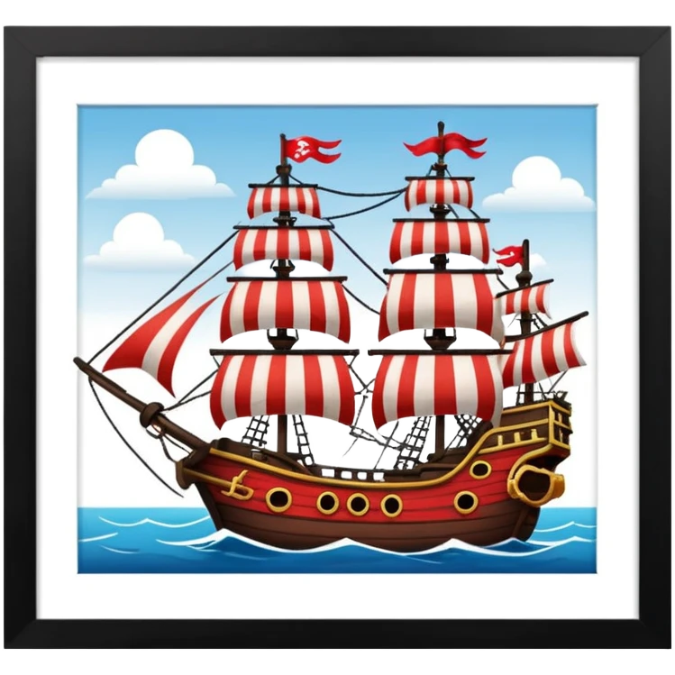 red and white lines pirate ships emoji