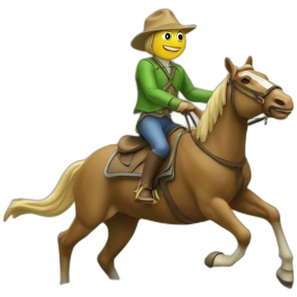 Grenouille sur un cheval qui saute emoji
