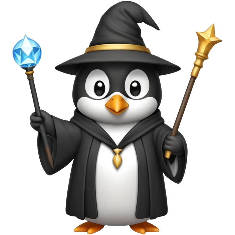 penguin wizard with magic wand emoji