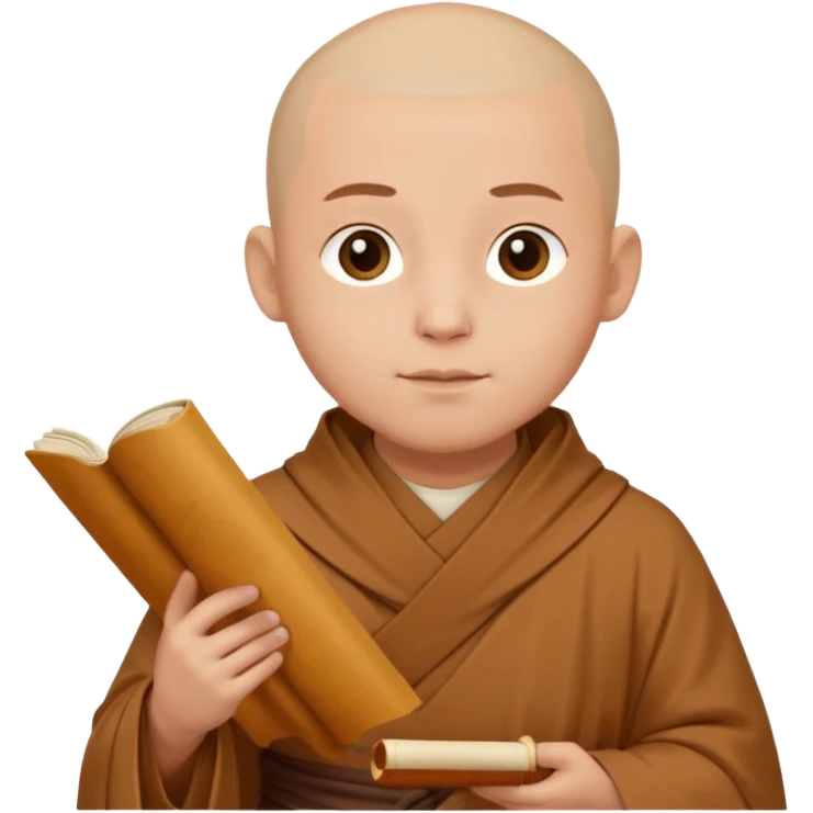 A gentle monk in simple robes, holding a scroll with serene expression.
 emoji