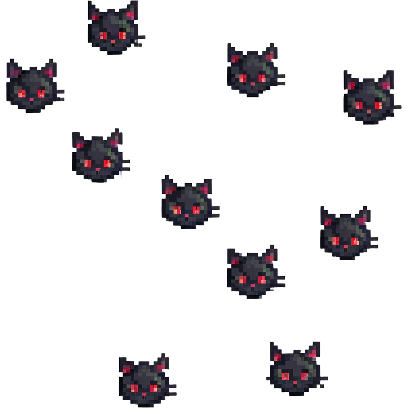 black cat with red eyes emoji