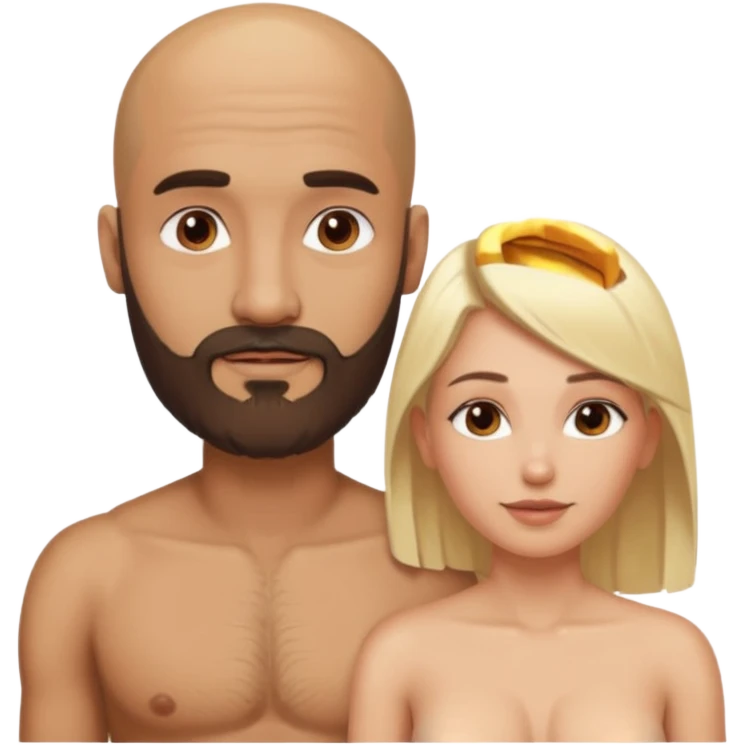 Fully Naked Indian bald man with a beard sucking breast of naked blonde fit woman emoji