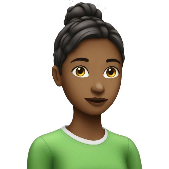 Girl with hart green emoji