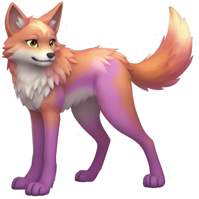 Colorful Shiny Fionbri-Falvie-sparkle-wolf-sona with markings full body emoji
