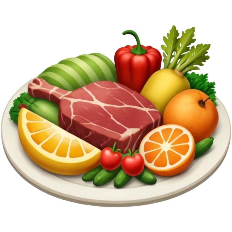 dinner with meat fruit and veggie emoji