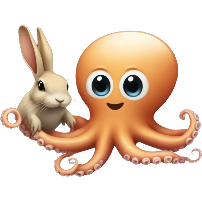 An octopus holds a rabbit emoji