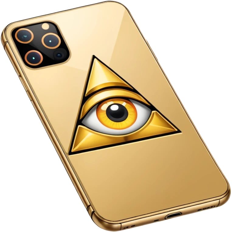 Gold iPhone 16 Pro Max, replace apple logo with all-seeing-eye logo backview emoji