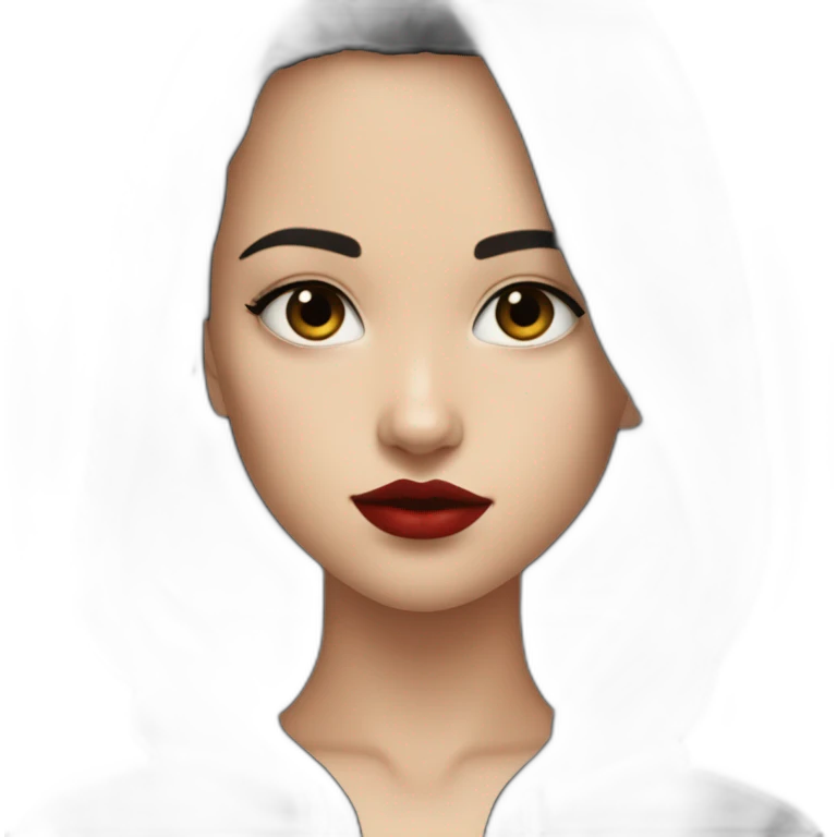 Tiny White girl lightly tanned with very short haircut with black hair black eyes and black hair wearing black messa hoodie like alyx Vance and red lipstick  emoji