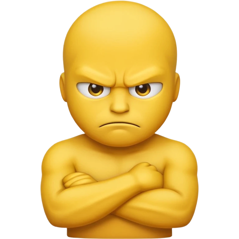 the yellow angry face emoji with arms crossed over each other in front emoji