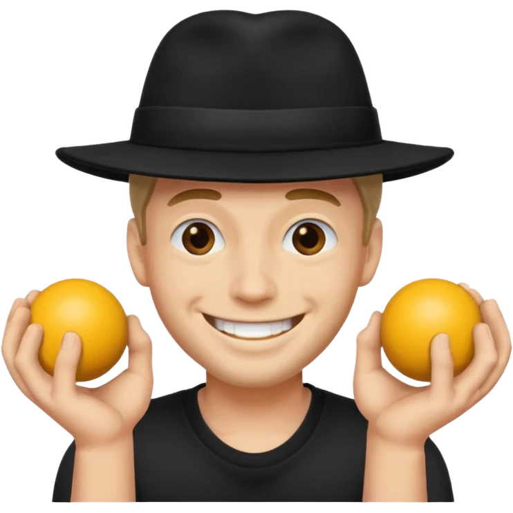 man in black hat smiling superstitiously and squeezing his balls emoji