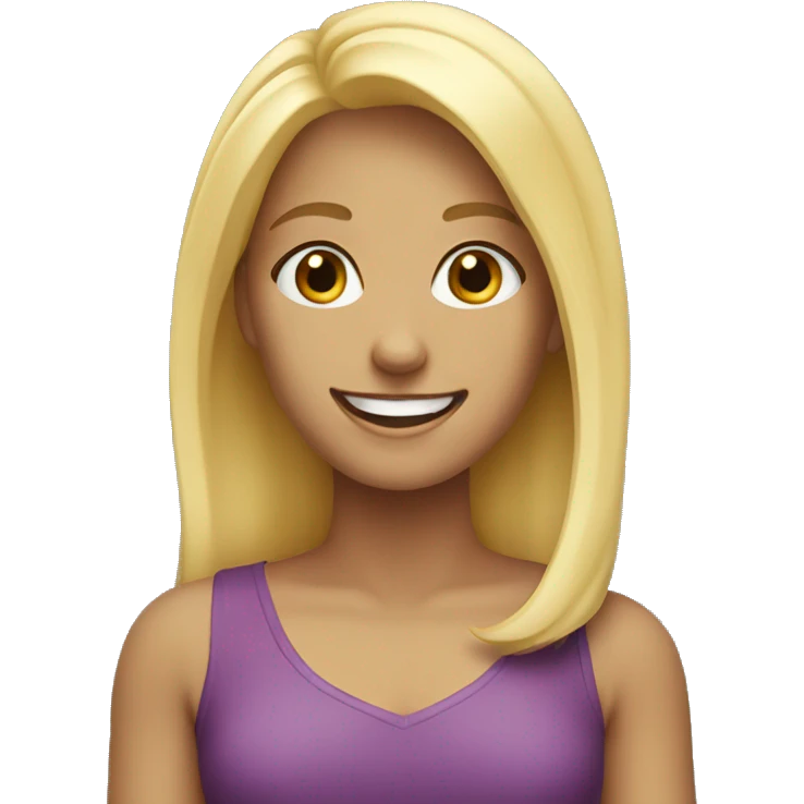 blonde girl with a smile emoji