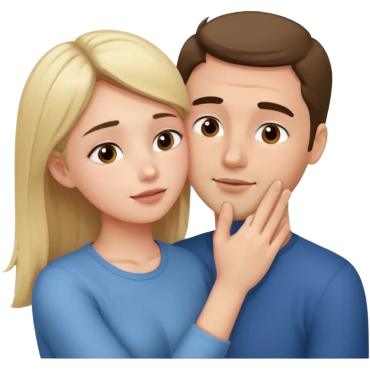 Girl touching his face with both hand, and smoothly rubbing the face emoji