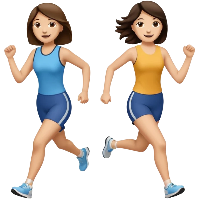 I want 2 women holfing hands running in sdame direction, one is brunette emoji