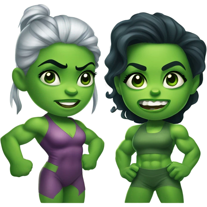 Mini cute Hulk with she hulk emoji