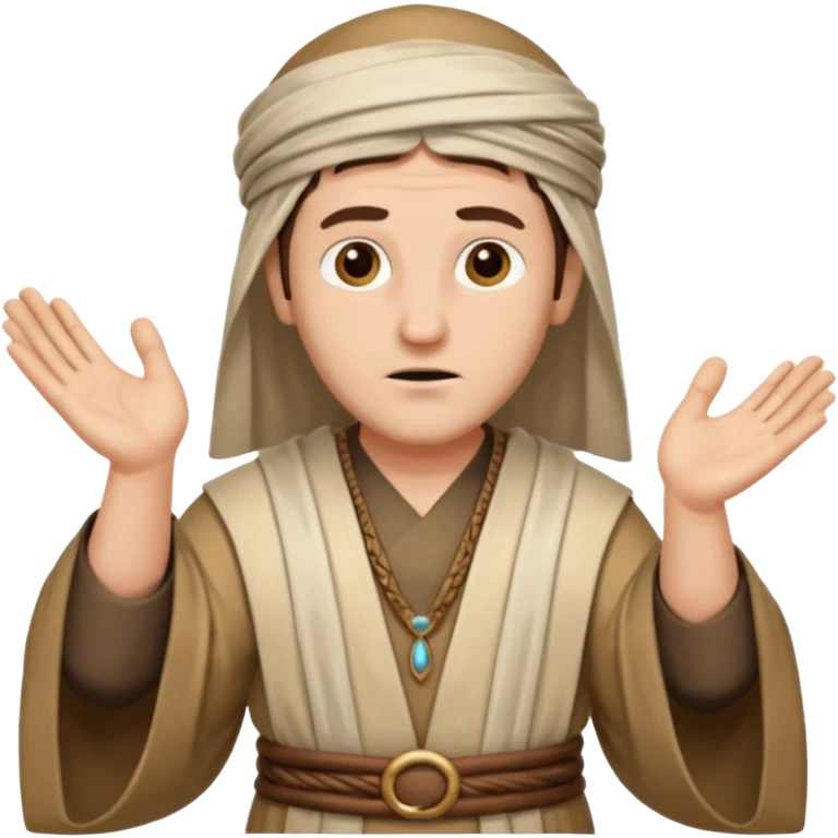 fullbody Pharisee, gesturing with both hands, ancient clothing, expressive face emoji