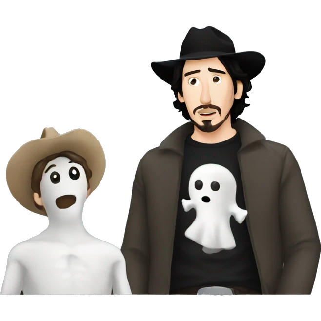 Adam driver watching a movie with Halloween ghost cowboy  emoji
