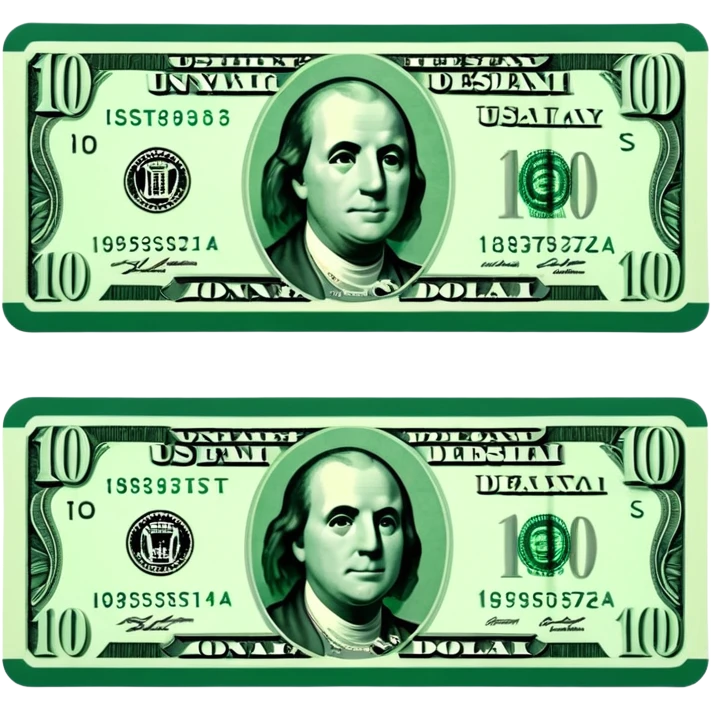 3D realistic US 100 dollar bill sticker, slight perspective, centered, clean cutout, transparent background, no text, no watermark emoji