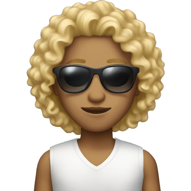 Person with sunglasses and blonde curly hair  emoji