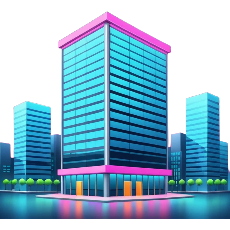 tall glass office building with neon accents emoji