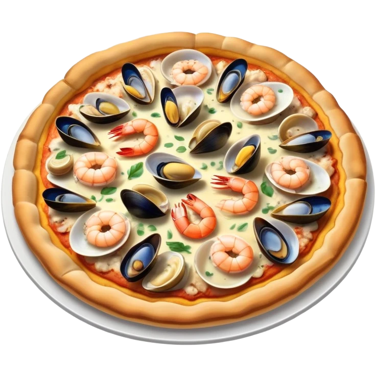 seafood pizza with shrimp, mussels, and clams emoji