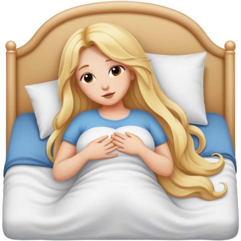 Curvy long blonde hair sfw bed pose emoji