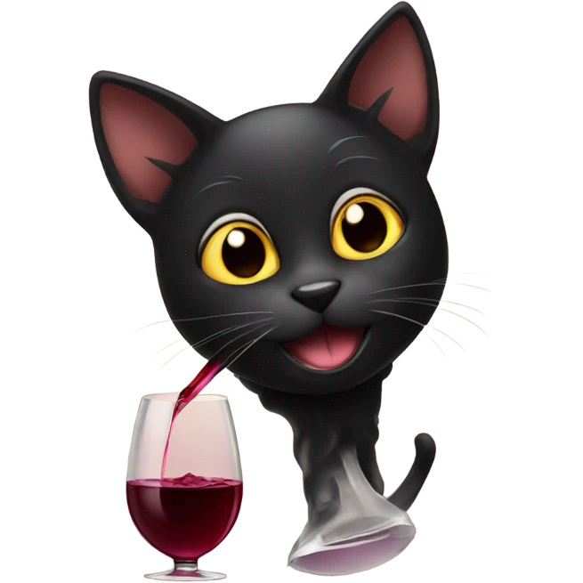 black Cat drinking wine  icon emoji
