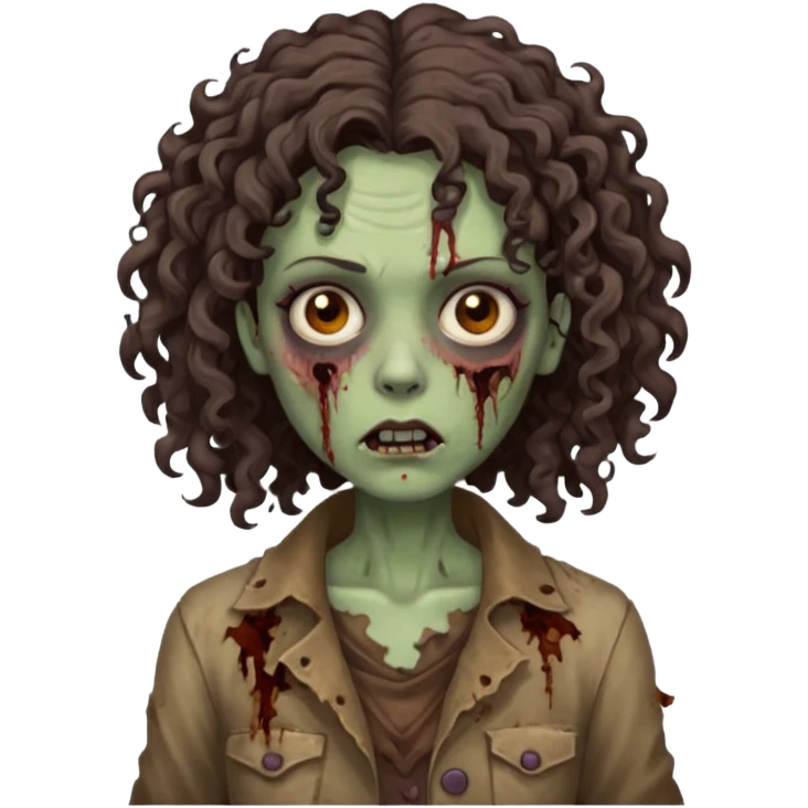 zombie woman with curly, slightly voluminous dark brown hair  emoji