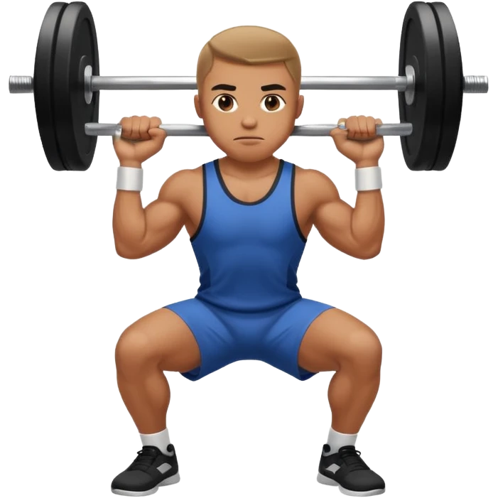 basketball player doing squat with a barbell with weight emoji