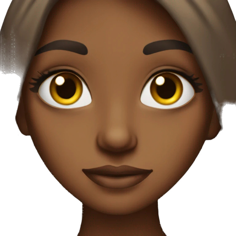 Brown girl with long brown hair, long eye lashes, gorgeous emoji