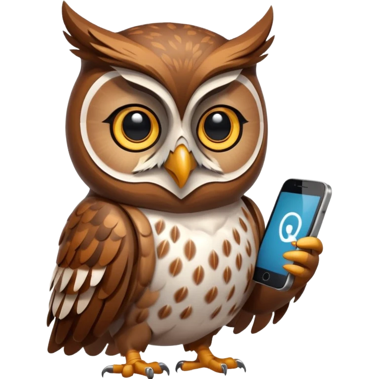 Сова с телефоном emoji